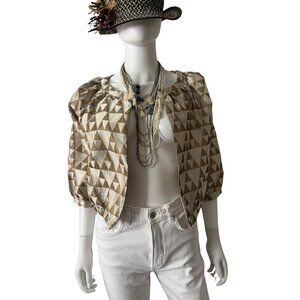 AndAndrea Geometric Puff Sleeve Cropped Jacket